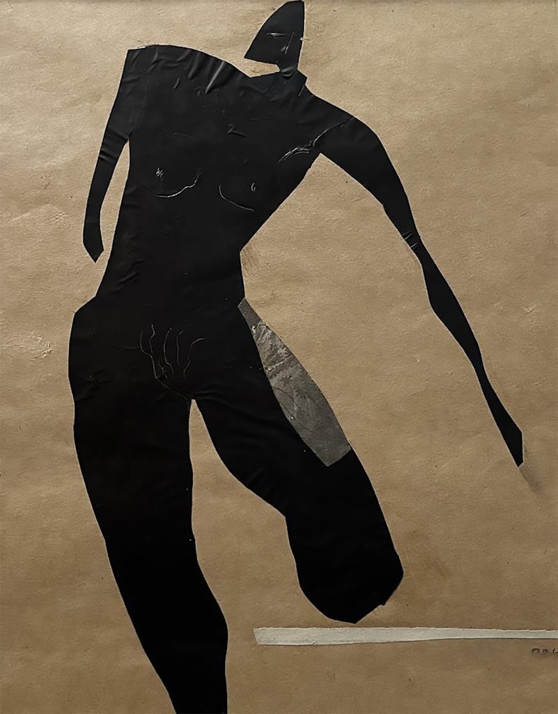 Keijo Tapanainen, Storyteller, Carbon Paper Collage, 10 x 8 inches (framed 19 x 19 inches)